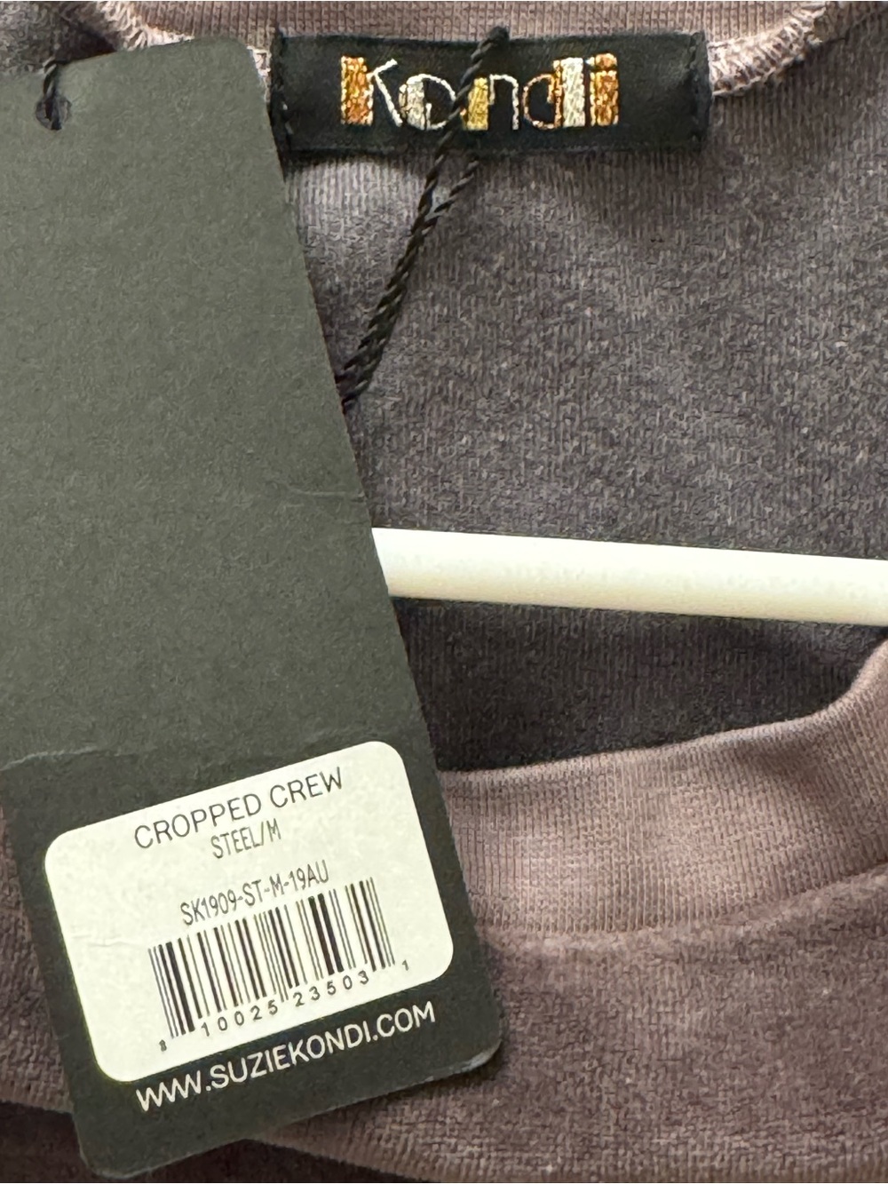 Suzi Kondi Velvet Cropped Sweatshirt in Plum Medium - Picture 3 of 3